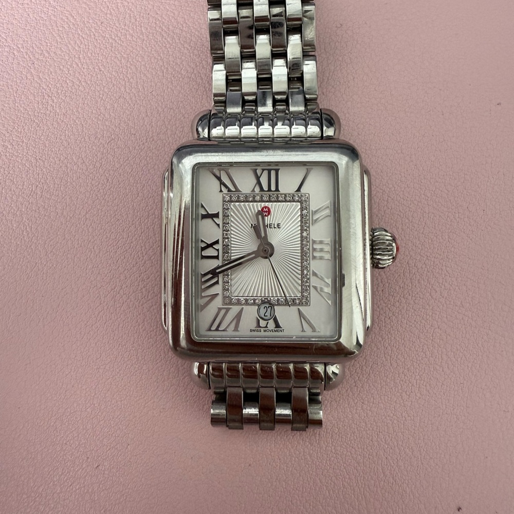 Michele Silver Watch with Roman Numerals